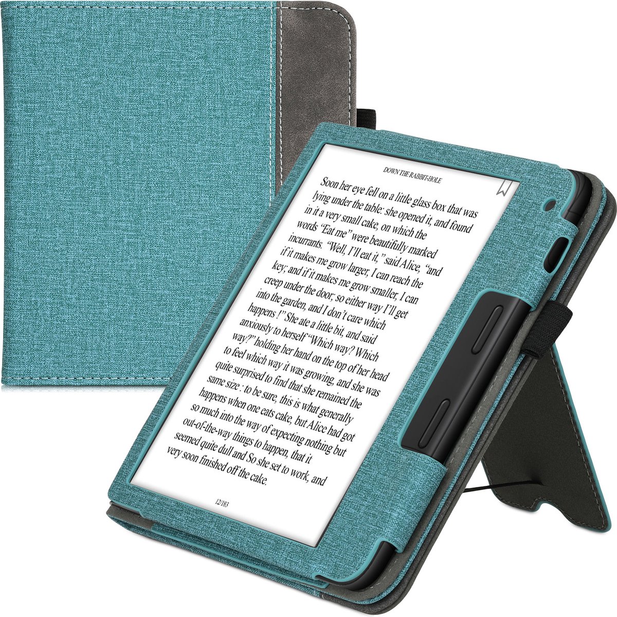 Kwmobile Étui Compatible Kobo Clara 2E - Coque Rabat Magnétique Similicuir Bleu Orange Blanc