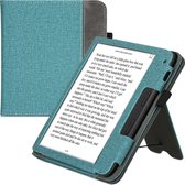 kwmobile flip cover voor e-reader - geschikt voor Tolino Vision 6 - Van imitatieleer en -suède - In petrol / donkergrijs