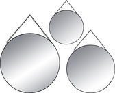 Miroir rond en métal avec chaîne - Set de 3 - noir - Miroir mural