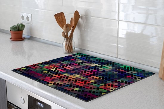 KitchenYeah® Inductie beschermer 75x52 cm - Sterren - Regenboog - Stippen - Geometrie - Design - Kookplaataccessoires - Afdekplaat voor kookplaat - Inductiebeschermer - Inductiemat - Inductieplaat mat