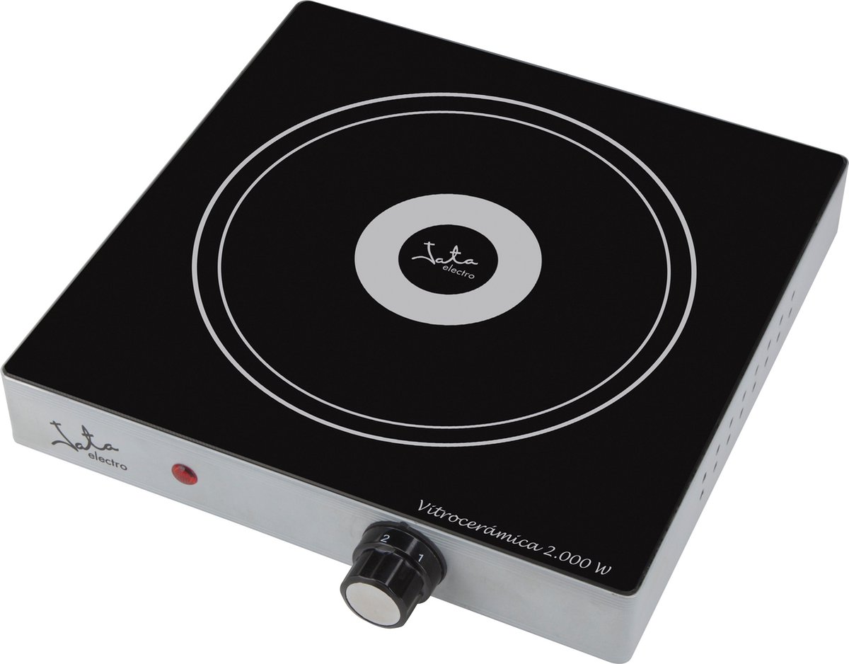 Jata - Keramische kookplaat - 1 pit - 180mm - 2000W - Zilver - Zwart