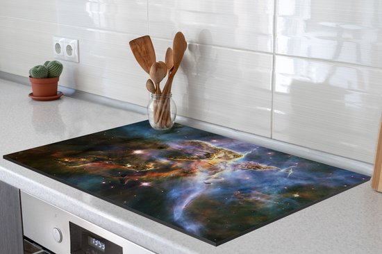 KitchenYeah® Inductie beschermer 78x52 cm - Galaxy - Sterren - Licht - Kookplaataccessoires - Afdekplaat voor kookplaat - Inductiebeschermer - Inductiemat - Inductieplaat mat