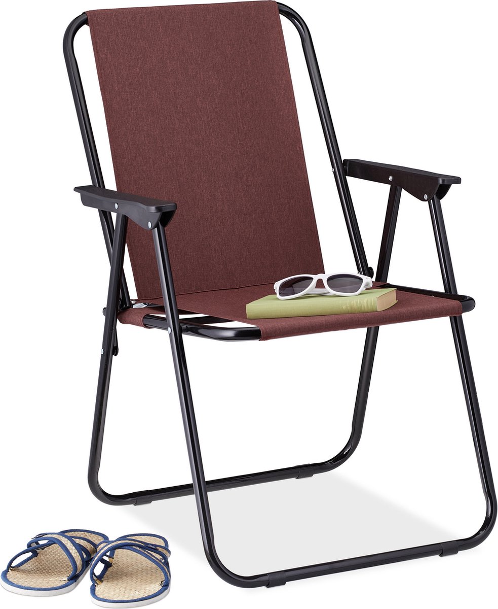 Relaxdays campingstoel inklapbaar - strandstoel - klapstoel camping - tuinstoel - festival - rood