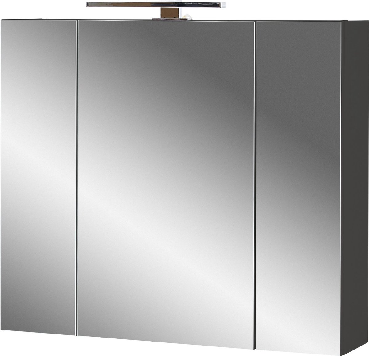 Spiegelkast Arcadia met 3 deuren - met ledverlichting - grafietgrijs - Germania - Medicijnkastjes - Antraciet - Melamine; Spiegel; Spaanplaat - Medicijnkastjes -