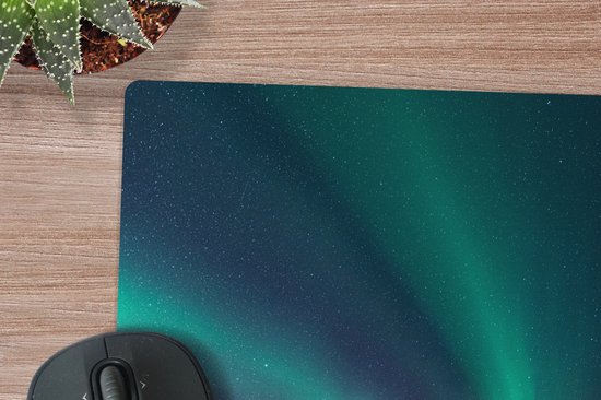 Tapis de souris XXL - Sous-main - Tapis de bureau - Aurores boréales - Berg - Neige - Vert - Ciel étoilé - Hiver - 50x50 cm - Tapis de souris XXL