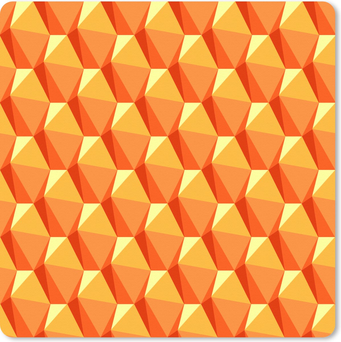 Muismat XXL 60x60 cm - Bureau onderlegger - Bureau mat Oranje - Patronen - 3D - Bureaumat - Gaming mousepad xl - Bureaulegger groot - Computer deskmat