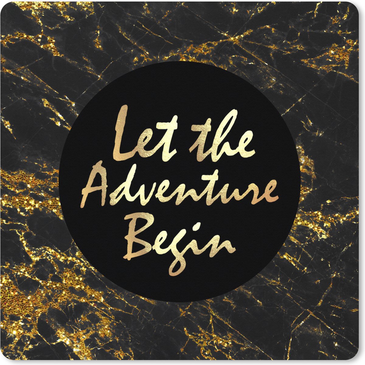 Muismat XXL 80x80 cm - Bureau onderlegger - Bureau mat Quote - Outdoor - Goud - Marmer print - Bureaumat - Gaming mousepad xl - Bureaulegger groot - Computer deskmat