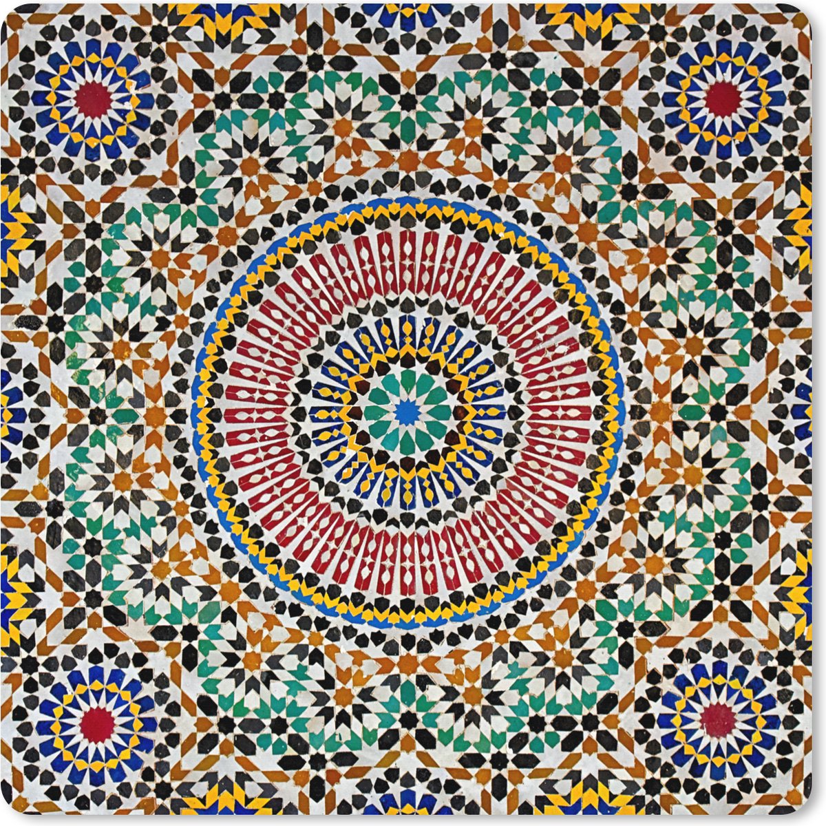Muismat XXL 60x60 cm - Bureau onderlegger - Bureau mat Een bovenaanzicht van Marokkaans mozaïek - Bureaumat - Gaming mousepad xl - Bureaulegger groot - Computer deskmat