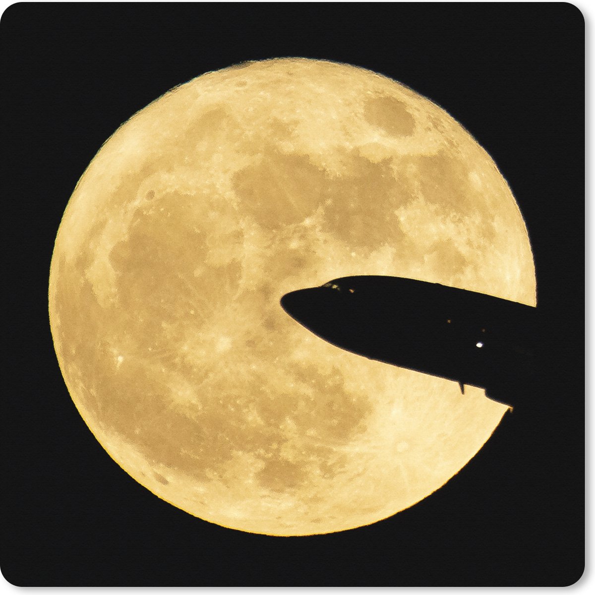 Muismat XXL 80x80 cm - Bureau onderlegger - Bureau mat Maan - Vliegtuig - NASA - Bureaumat - Gaming mousepad xl - Bureaulegger groot - Computer deskmat