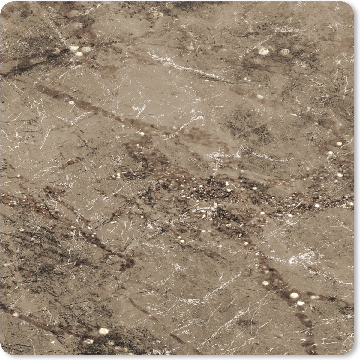 Muismat XXL 60x60 cm - Bureau onderlegger - Bureau mat Marmer - Bruin - Glitter - Bureaumat - Gaming mousepad xl - Bureaulegger groot - Computer deskmat