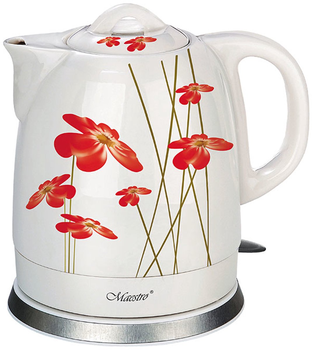 Feel-Maestro MR-066-RED FLOWERS waterkoker 15 l 1200 W Rood Wit