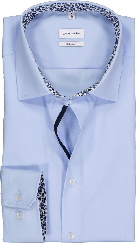Seidensticker regular fit overhemd - lichtblauw (contrast) - Strijkvrij - Boordmaat: 40