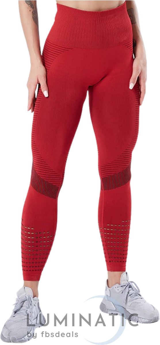 Sportlegging Dames - Yoga Legging - Fitness Legging - Legging Dames - Sport Legging - Shapewear Dames - Booty Legging - Luminatic® - Rood - Maat S — afbeelding 2