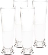6x stuks onbreekbaar bierglas op voet transparant kunststof 30 cl/300 ml - Onbreekbare bierglazen