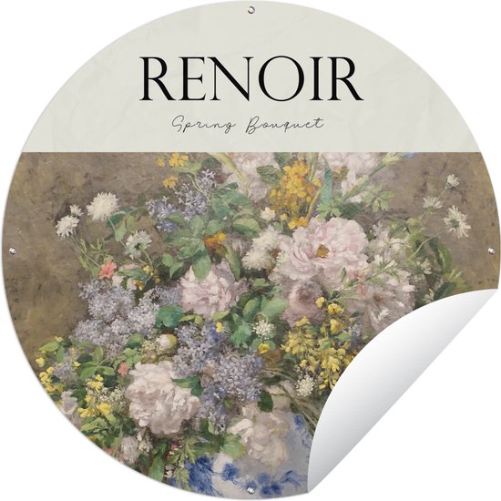 Tuincirkel Bloemen - Renoir - Boeket - Kunst - 150x150 cm - Ronde Tuinposter - Buiten