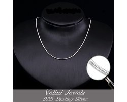 foto van Velini jewels-1mm breed Slang halsketting-925 Zilver Ketting- 45 cm met 5cm verlengstuk- Anker sluiting