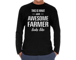 Awesome Farmer - geweldige boer / agrarier cadeau shirt long sleeve zwart heren - beroepen shirts / verjaardag cadeau M