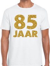 85 jaar goud glitter verjaardag t-shirt wit heren - verjaardag shirts XXL