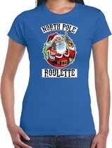 Fout Kerstshirt / Kerst t-shirt Northpole roulette blauw voor dames - Kerstkleding / Christmas outfit XS