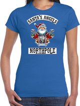 Fout Kerstshirt / Kerst t-shirt Santas angels Northpole blauw voor dames - Kerstkleding / Christmas outfit L