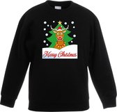 Zwarte kersttrui rendier Rudolf voor kerstboom voor jongens en meisjes - Kerstruien kind 110/116
