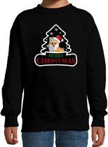 Dieren kersttrui vos zwart kinderen - Foute vossen kerstsweater jongen/ meisjes - Kerst outfit dieren liefhebber 98/104