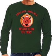 Foute kersttrui / sweater voor heren - groen - Duivel Jingle Hell XL