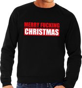Foute kersttrui / sweater Merry Fucking Christmas zwart voor heren - Kersttruien S