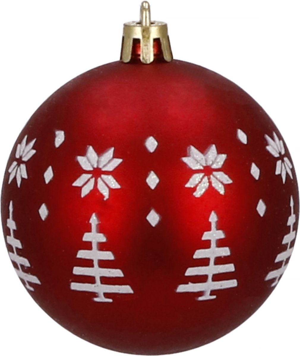 Springos Kerstballen | Kerstversiering | Onbreekbaar | 30 Stuks | 5 cm | Rood/Wit – foto 2