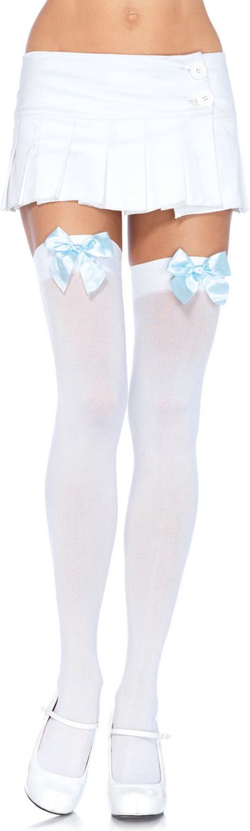 Leg Avenue Nylon Thigh Highs With Bow ["Wit"]