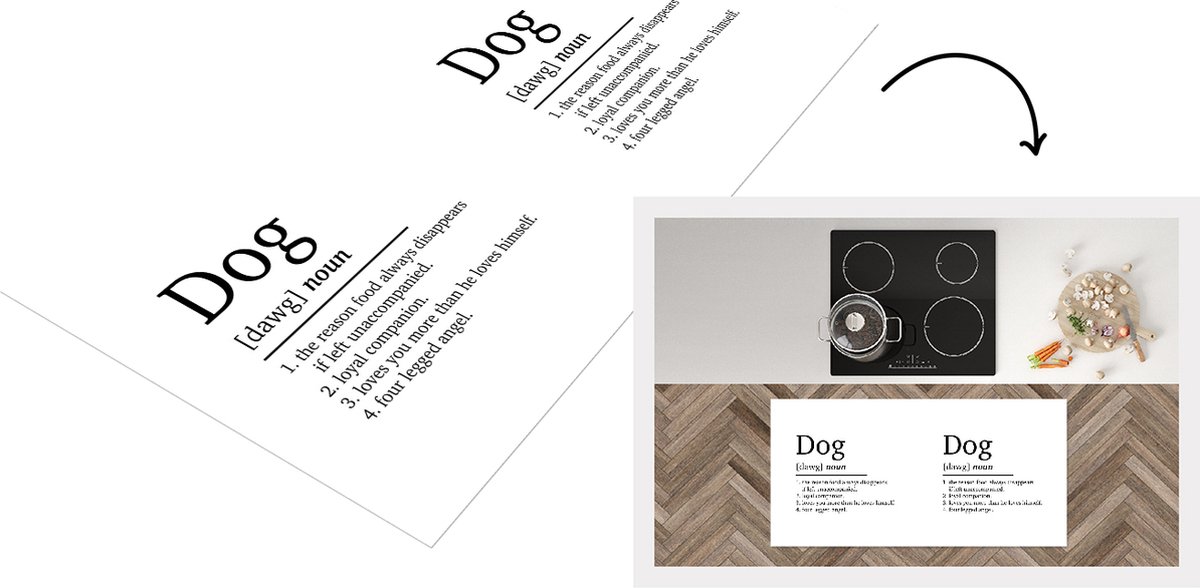 KitchenYeah Keukenloper - Loper keuken - Quotes - Dog - Hond definitie - Spreuken - Woordenboek - 120x60 cm - Keukenloper vinyl Multicolor