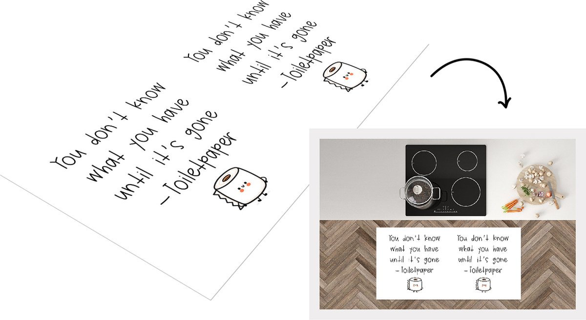 KitchenYeah Keukenloper - Loper keuken - Spreuken - Quotes - You don't know what you have until it's gone - WC papier - Toiletpapier - 120x60 cm - Keukenloper vinyl Multicolor