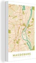 Canvas Schilderij Kaart - Magdeburg - Vintage - Plattegrond - Stadskaart - 40x60 cm - Wanddecoratie