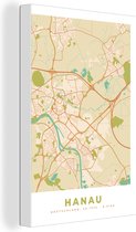 Canvas Schilderij Kaart - Hanau - Plattegrond - Vintage - Stadskaart - 20x30 cm - Wanddecoratie