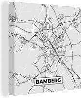 Canvas Schilderij Plattegrond - Duitsland - Bamberg - Stadskaart - Kaart - 50x50 cm - Wanddecoratie