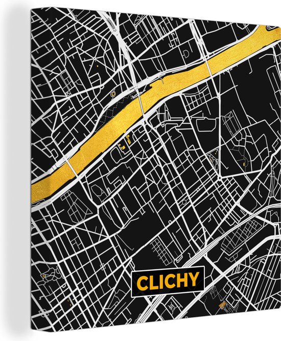 Canvas Schilderij Plattegrond - Frankrijk - Clichy - Stadskaart - Kaart -  20x20 cm -... | bol.com