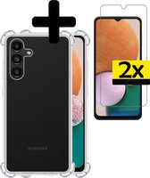 Hoesje Geschikt voor Samsung A13 5G Hoesje Shockproof Case Siliconen Met 2x Screenprotector - Hoes Geschikt voor Samsung Galaxy A13 5G Hoes Cover Siliconen - Transparant