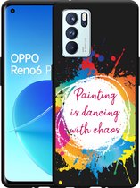 Oppo Reno6 Pro 5G Hoesje Zwart Painting - Designed by Cazy