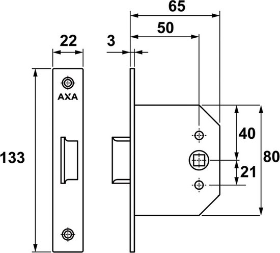 AXA Loopslot (7155) met stalen (verzinkt) voorplaat voor binnendeuren in alle draairichtingen. Inclusief sluitplaat en bevestigingsmiddelen - Axa