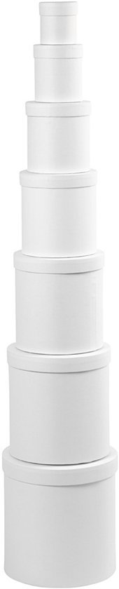 7 Boîtes Rondes En Carton Blanc Avec Couvercles - Diamètres 7 à 22 Cm, Hauteurs 7,5 à 22,7 Cm - Idéal Rangement Et Cadeaux