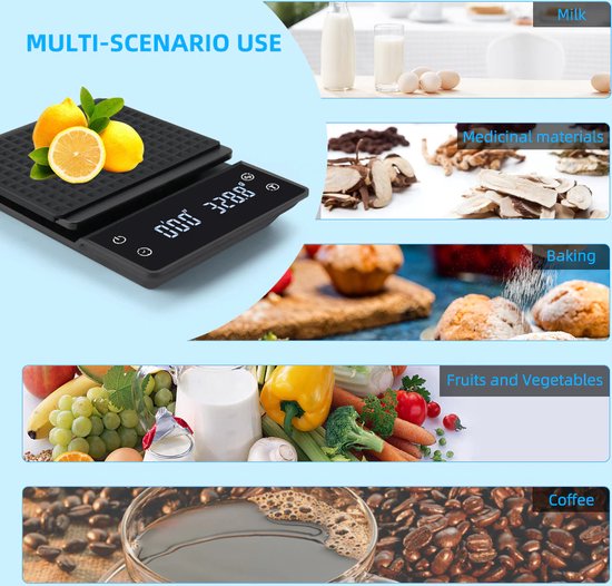 Plat à Café Imtex 3Kg/0.1G Avec Minuterie - Zwart -