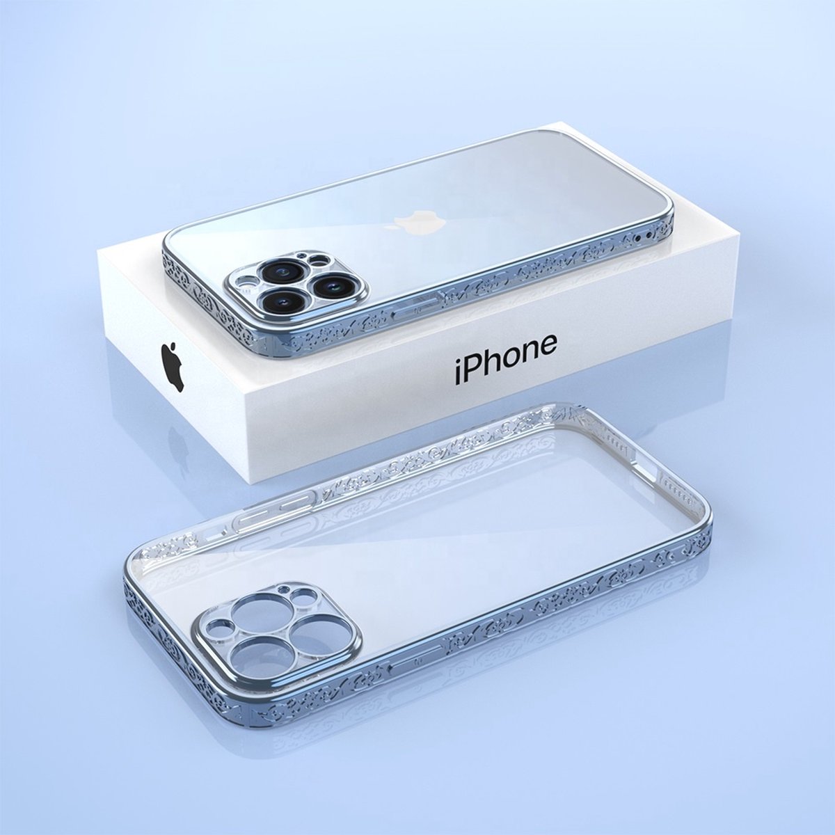 Smartphonica iPhone 13 hoesje met 3D metallic opdruk - Blauw geschikt voor iPhone 13