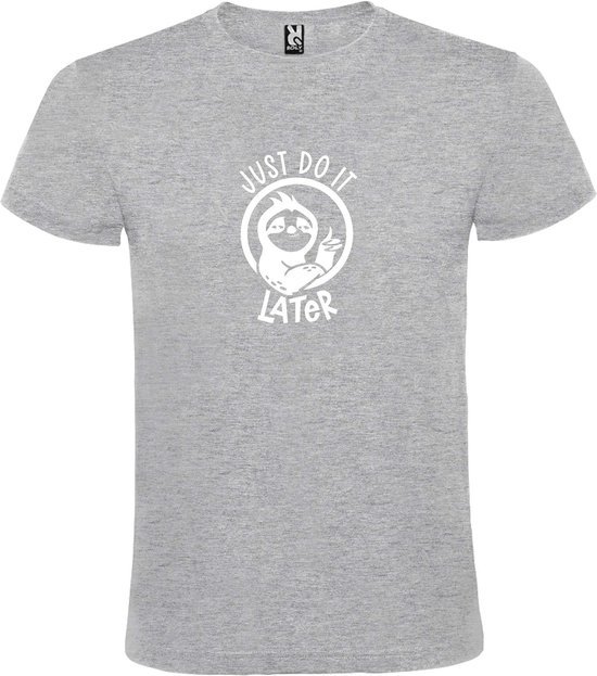 Grijs T shirt met print van " Just Do It Later " print Wit size XS