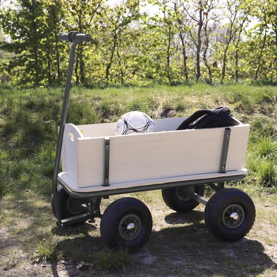 Sunny Billy Beach Wagon Bolderkar Antraciet - Blank hout - Bolderwagen met luchtbanden - 94x61x97cm
