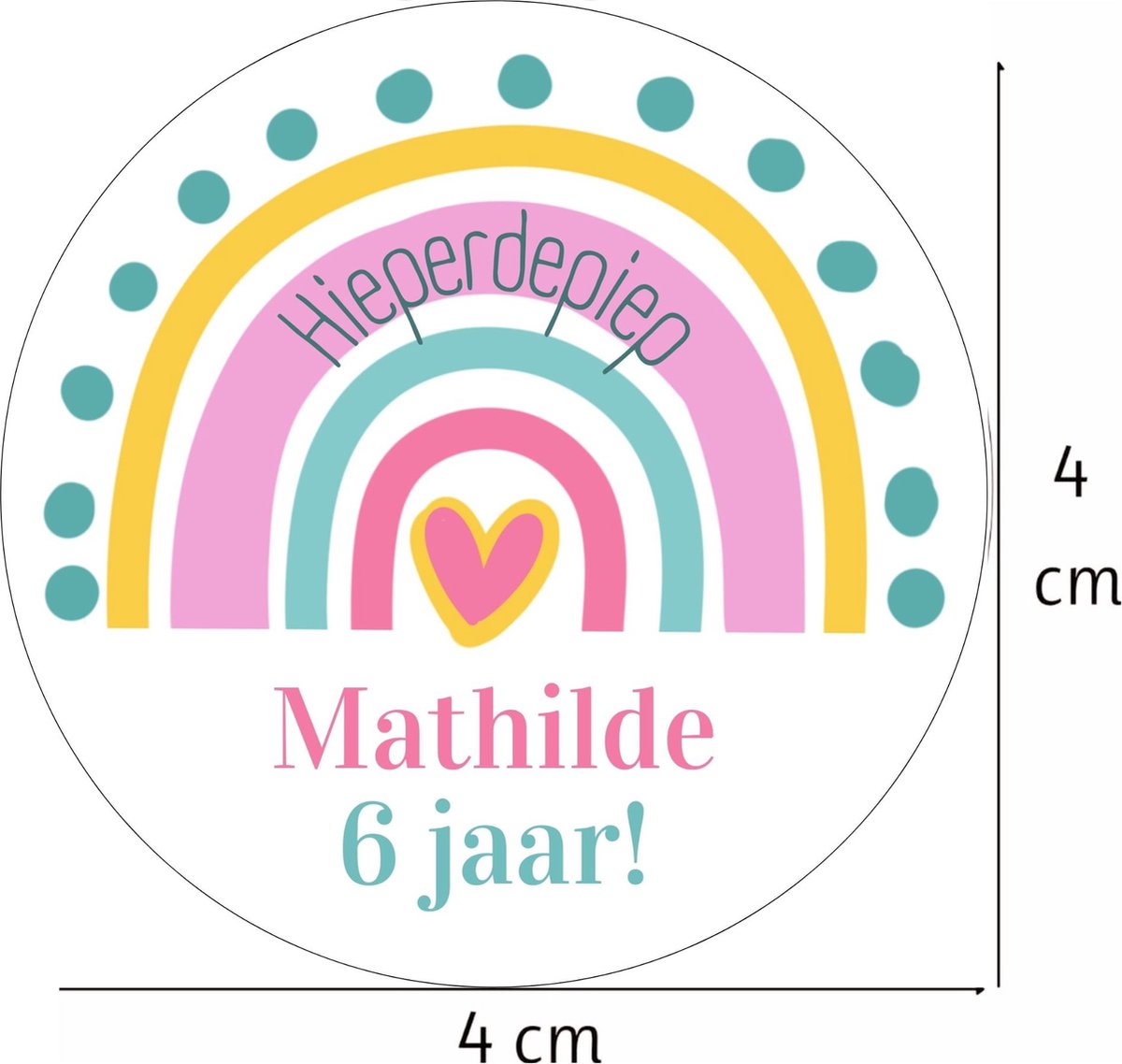 20 x Naam Verjaardag Stickers Leeftijd | Meisje Regenboog | Gepersonaliseerd Trakteren | Sluitstickers | Kinderfeest Traktatie — afbeelding 7