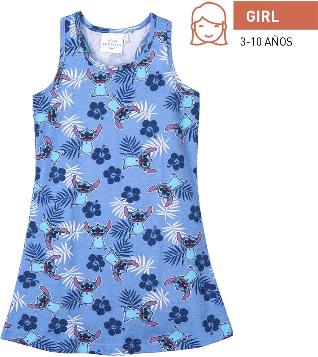 Stitch Jurk - Blauw - Tropical