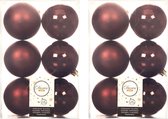 24x stuks kunststof kerstballen mahonie bruin 8 cm - Mat/glans - Onbreekbare plastic kerstballen