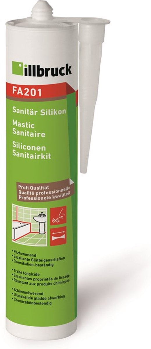 Illbruck siliconen sanitairkit - fa201 - 310 ml koker - grijswit