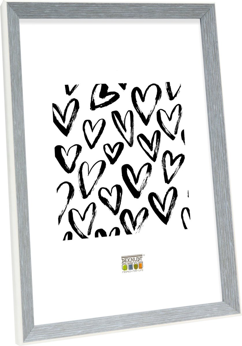Deknudt Frames fotolijst S46CH7 - grijs met wit randje - foto 18x24 cm