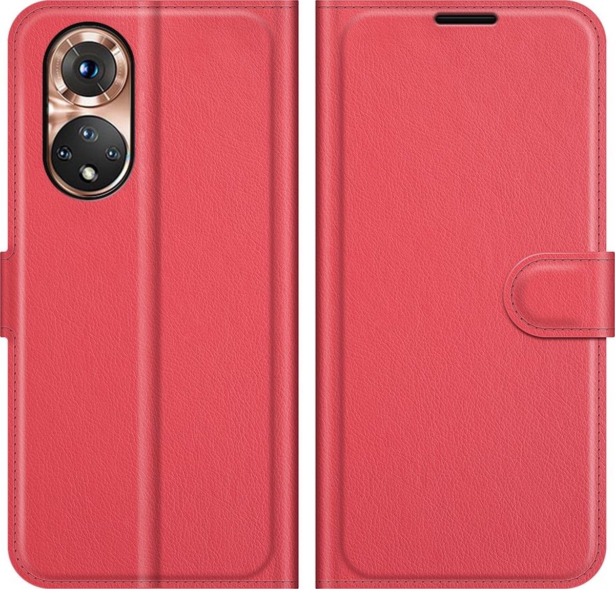 Mobigear Telefoonhoesje geschikt voor HONOR 50 Hoesje | Mobigear Classic Bookcase Portemonnee | Pasjeshouder voor 3 Pasjes | Telefoonhoesje voor Pinpas / OV Kaart / Rijbewijs - Rood